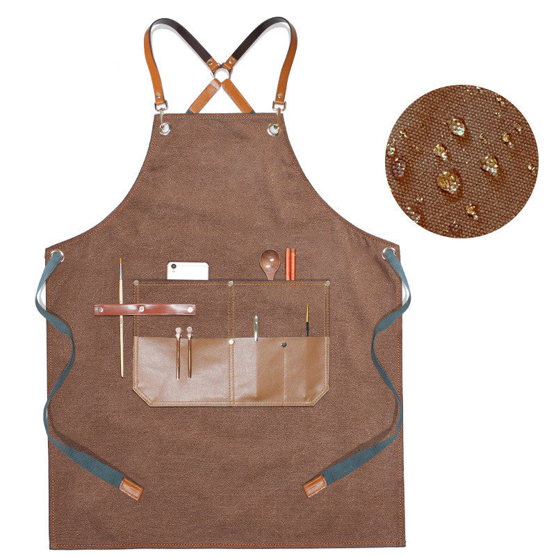 Waterproof Canvas Apron Hairdresser Coffee Shop Grill Shop Work Clothes