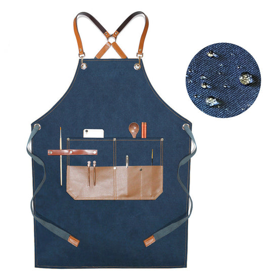 Waterproof Canvas Apron Hairdresser Coffee Shop Grill Shop Work Clothes