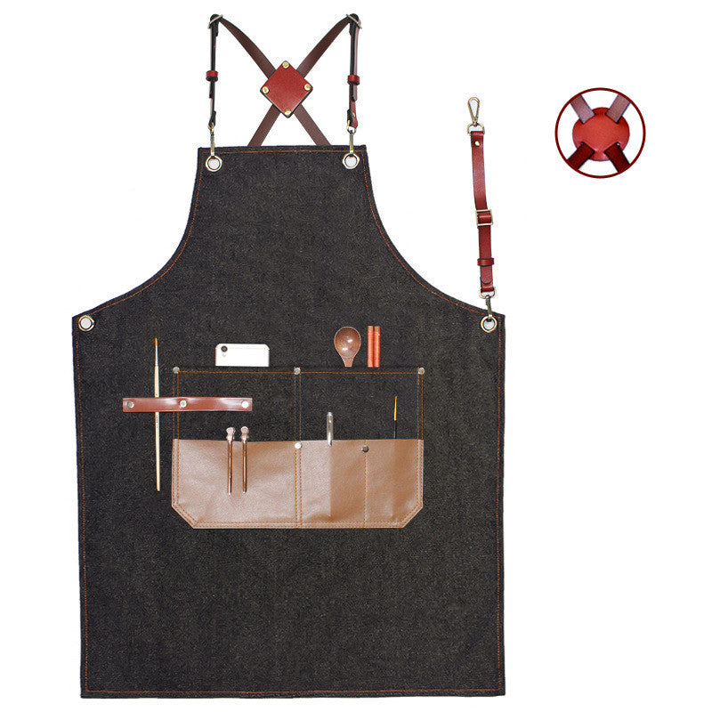 Waterproof Canvas Apron Hairdresser Coffee Shop Grill Shop Work Clothes