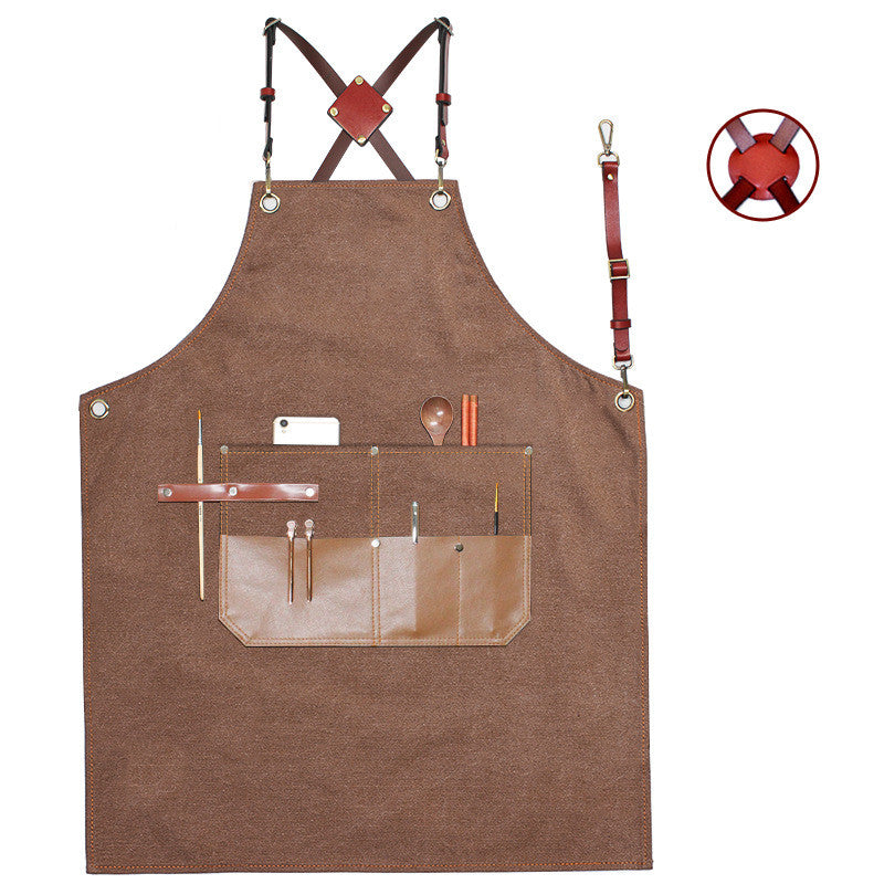 Waterproof Canvas Apron Hairdresser Coffee Shop Grill Shop Work Clothes