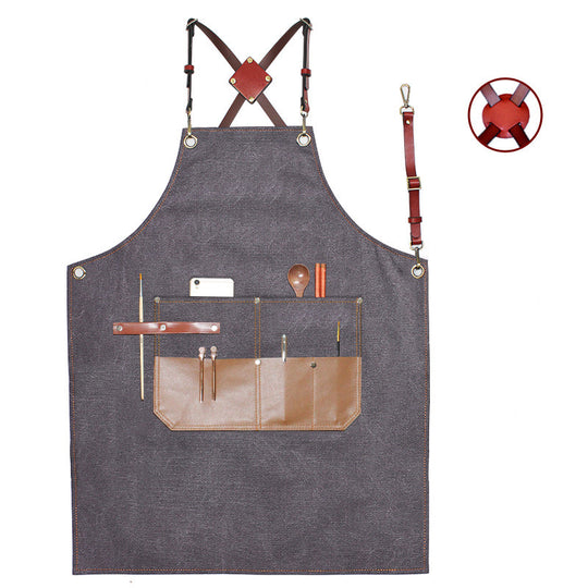 Waterproof Canvas Apron Hairdresser Coffee Shop Grill Shop Work Clothes