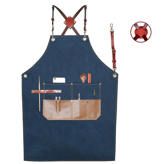 Waterproof Canvas Apron Hairdresser Coffee Shop Grill Shop Work Clothes