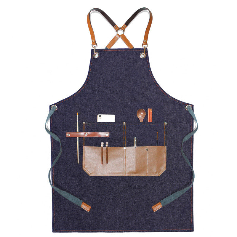 Waterproof Canvas Apron Hairdresser Coffee Shop Grill Shop Work Clothes