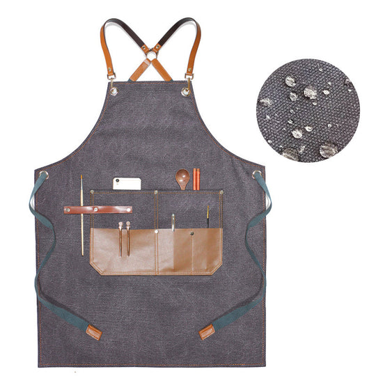 Waterproof Canvas Apron Hairdresser Coffee Shop Grill Shop Work Clothes