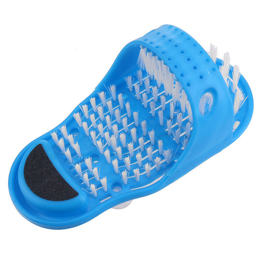 Blue Plastic Bath Shoe Shower Brush Massager Slipper