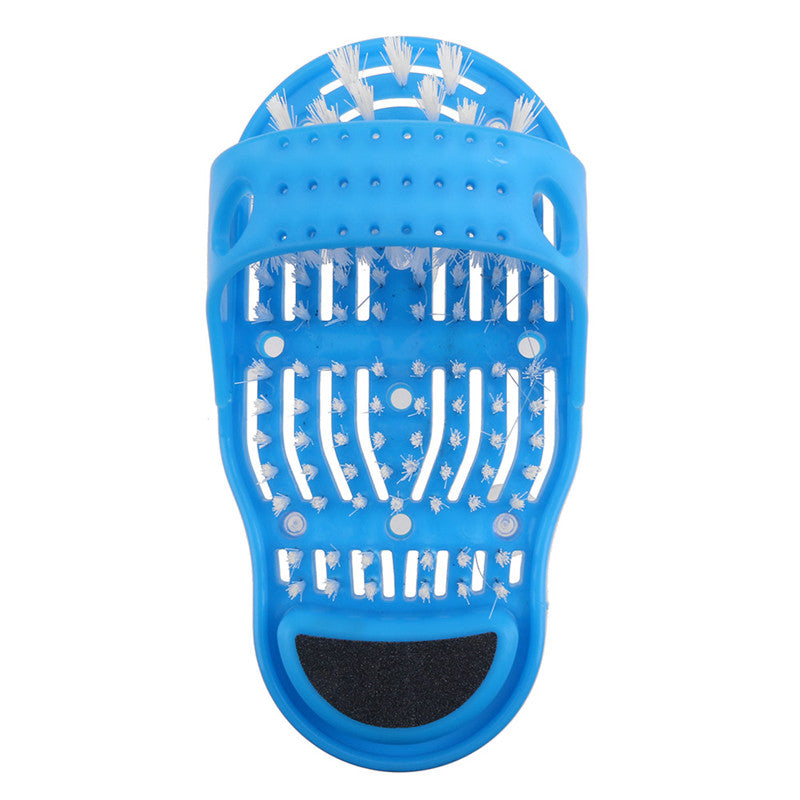 Blue Plastic Bath Shoe Shower Brush Massager Slipper