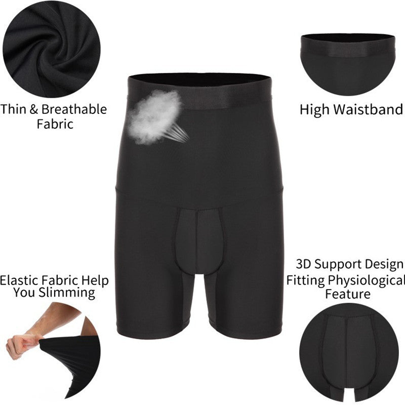 Mens Body Shaper Compression Shorts Waist Trainer Tummy Control Slimming Shapewear