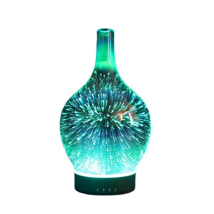 3D Fireworks Glass Vase Humidifier with 7 Colors LED Night Light