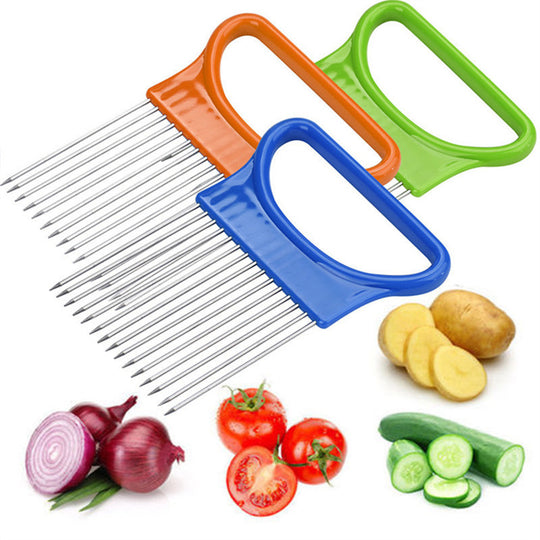 Stainless Steel Onion Needle Onion Fork Vegetables Fruit Slicer