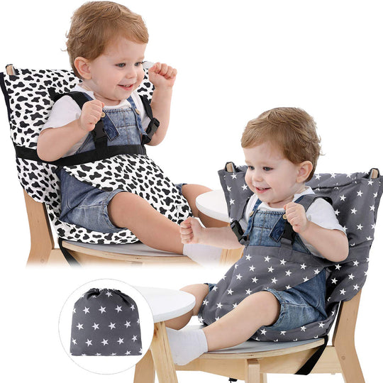 Portable Baby High Chair Safe Washable Cloth Harness for Infant Toddler Feeding