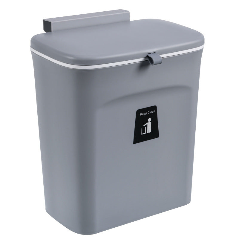 Kitchen Sliding Cover Trash Can Wall-Mounted Storage Bucket