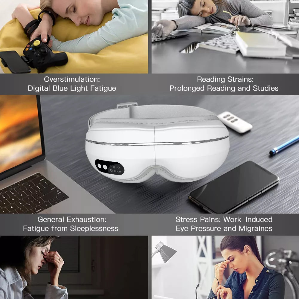 Hot Compress Vibration Relieve Fatigue Adjustable Temperature Eye Massager