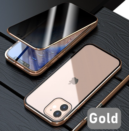 Privacy Magnetic Case Magnet Metal Tempered Glass 360 Protective Cover